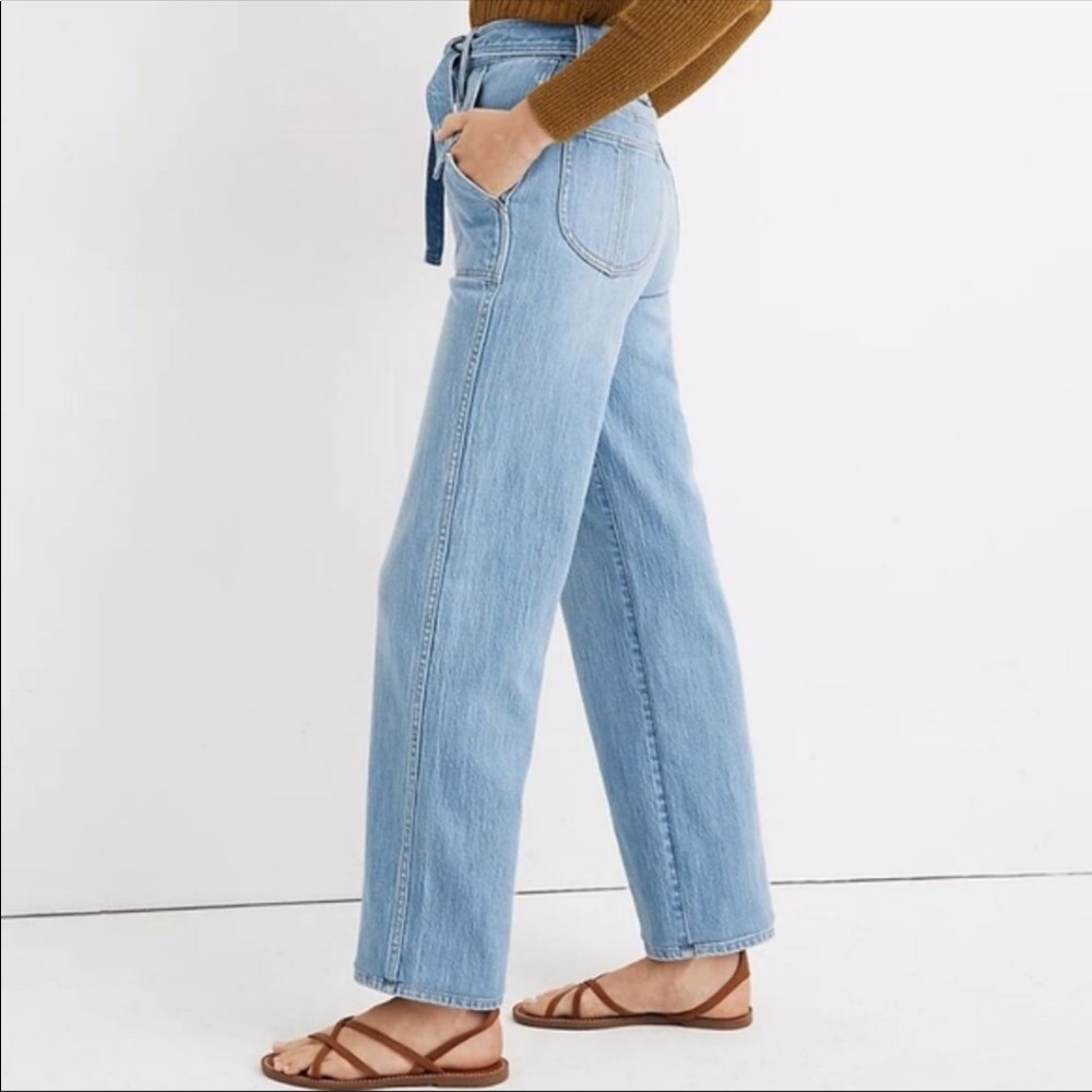 MADEWELL X WARM NWOT High Waisted Wide Leg Tie Waist Jeans 30